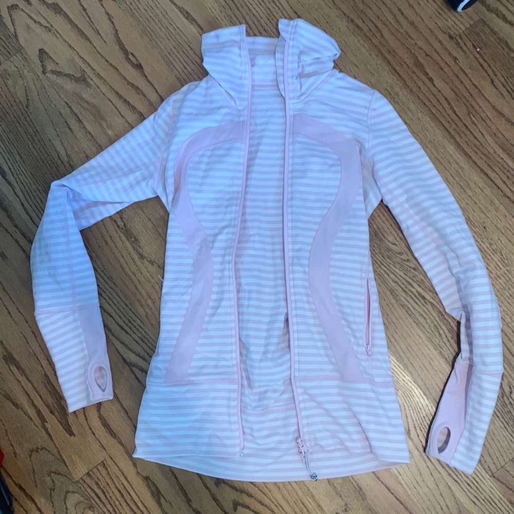 light pink striped lululemon zip up
